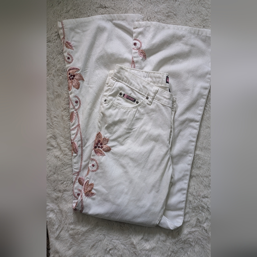 Bubblegum Y2K Embroidered Flare Leg Jeans - Picture 12 of 16